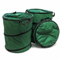 WILTEC Sac De Jardin Rond 100l Pop Up 3x Sac De Déchets En Tissu Pliable Feuilles Branches Mortes Feuillage