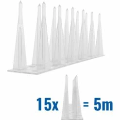 PESTSYSTEMS Pics Anti Pigeon Plastique 2 Rangs 5 Mètre 033 - Solution De Qualité Entièrement En Polycarbonate Pour Les Pics De Contrôle Des Oiseaux