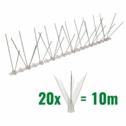 PESTSYSTEMS 10 Mètre Pics Anti Pigeons 3 Rangées En Polycarbonate - Solution De Qualité Pour Contrôle Des Oiseaux