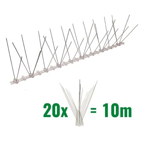 PESTSYSTEMS 10 Mètre Pics Anti Pigeons 3 Rangées En Polycarbonate - Solution De Qualité Pour Contrôle Des Oiseaux 3 PESTSYSTEMS 10 Mètre Pics Anti Pigeons 3 Rangées En Polycarbonate - Solution De Qualité Pour Contrôle Des Oiseaux