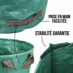Lot De 3 Sacs De Déchets 300L En PP 150g/m² Autoportants - Linxor - Vert -Outil d'entretien du jardin Soldes 12355164 4