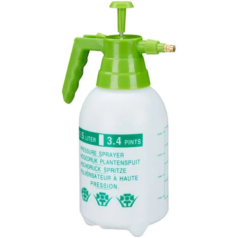 Relaxdays Pulvérisateur 1,5 Litre Buse Réglable En Laiton Pour Plantes Jardin Produits Ménagers PE, Blanc/vert 4 Relaxdays Pulvérisateur 1,5 Litre Buse Réglable En Laiton Pour Plantes Jardin Produits Ménagers PE, Blanc/vert – Image 2