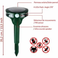FISHTEC® Répulsif Ultrasons Solaire + Flash 270° - Détecteur De Mouvement 9 FISHTEC® Répulsif Ultrasons Solaire + Flash 270° - Détecteur De Mouvement -Outil d'entretien du jardin Soldes 16176848 3