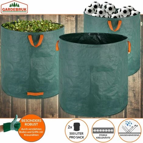 GARDEBRUK - 2x Sacs De Jardin 500L 50 Kg Sac De Déchets Ordures Végétaux Tissu Renforcé Pliable Hydrofuges Sac 4 GARDEBRUK - 2x Sacs De Jardin 500L 50 Kg Sac De Déchets Ordures Végétaux Tissu Renforcé Pliable Hydrofuges Sac – Image 3