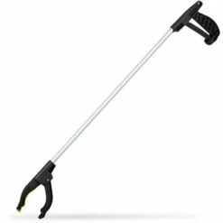 Relaxdays Pince De Préhension, Outil De Ramassage, Pour Personnes âgées, Aluminium, Attrape-tout, 76 Cm, Argenté/noir