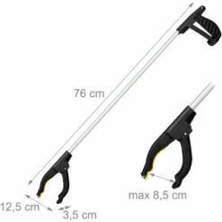 Relaxdays Pince De Préhension, Outil De Ramassage, Pour Personnes âgées, Aluminium, Attrape-tout, 76 Cm, Argenté/noir -Outil d'entretien du jardin Soldes 22623725 4