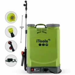 Pulvérisateur à Batterie 16Litres 5.5 Bars Autonomie 3 Heures ITOOLS Chargeur + 3 Buses Incluses