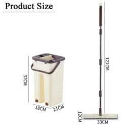 ZEBRAA Balai Magique Et Seau Essoreur Set + 2 Serpillères Balai Plat Rotatif à 360° Et Seau -Outil d'entretien du jardin Soldes 23708691 5
