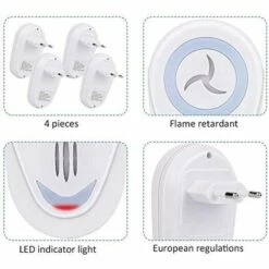 BARES Répulsif Ultrason,4 Pack Répulsif Ultrason Anti Moustiques,Anti-Rongeurs Insectes,Électronique Repulsif Moustique Intérieur Pour Souris Rats Moustiques Coquerelle Mouches Cafards Fourmis Araignées 11 BARES Répulsif Ultrason,4 Pack Répulsif Ultrason Anti Moustiques,Anti-Rongeurs Insectes,Électronique Repulsif Moustique Intérieur Pour Souris Rats Moustiques Coquerelle Mouches Cafards Fourmis Araignées -Outil d'entretien du jardin Soldes 25273004 5