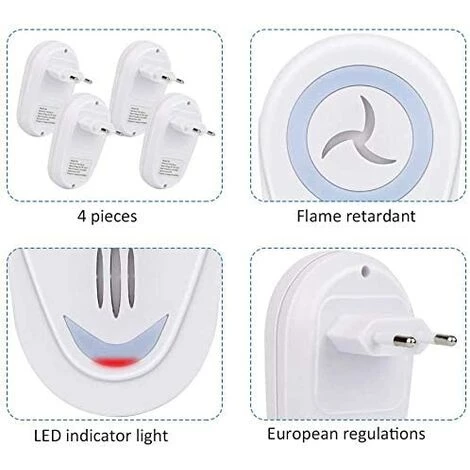 BARES Répulsif Ultrason,4 Pack Répulsif Ultrason Anti Moustiques,Anti-Rongeurs Insectes,Électronique Repulsif Moustique Intérieur Pour Souris Rats Moustiques Coquerelle Mouches Cafards Fourmis Araignées 7 BARES Répulsif Ultrason,4 Pack Répulsif Ultrason Anti Moustiques,Anti-Rongeurs Insectes,Électronique Repulsif Moustique Intérieur Pour Souris Rats Moustiques Coquerelle Mouches Cafards Fourmis Araignées – Image 5