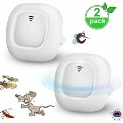 BARES Lot De 2 Prises Anti-moustiques à Ultrasons Sans Odeur Et Non Toxique, Anti-moustiques, Insectes Rongeurs, Fourmis, Souris, Grattoirs, Araignées Blanc.