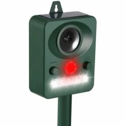 BEARSU Répulsif Chat Ultrason, Répulsif Étanche Charge De Solaire Ou De USB, Fréquence Réglable Répulsif Animaux Et LED Lampe Les Chats, Les Chiens Et Les Renard Pour Jardins Et Champs