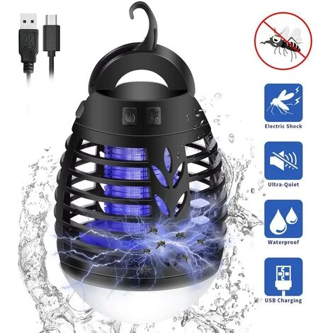 LITZEE Lampe Anti Moustique, 2 Dans 1 Lanterne Camping Tente LED Lampe Piège à Moustiques, Etanche Avec 2200mAh Batterie Rechargeable Pour Camping 3 LITZEE Lampe Anti Moustique, 2 Dans 1 Lanterne Camping Tente LED Lampe Piège à Moustiques, Etanche Avec 2200mAh Batterie Rechargeable Pour Camping