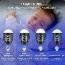 LITZEE Lampe Anti Moustique, 2 Dans 1 Lanterne Camping Tente LED Lampe Piège à Moustiques, Etanche Avec 2200mAh Batterie Rechargeable Pour Camping 9 LITZEE Lampe Anti Moustique, 2 Dans 1 Lanterne Camping Tente LED Lampe Piège à Moustiques, Etanche Avec 2200mAh Batterie Rechargeable Pour Camping -Outil d'entretien du jardin Soldes 26310553 4