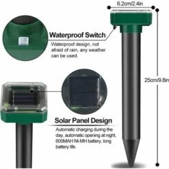 DEVENIRRICHE Espace Anti-taupe Solaire Effroi Solaire Des Taupes Par Ultrasons, Contrôle Des Taupes, Répulsif Des Taupes De Campagnol, Lutte Antiparasitaire Avec IP56 Pour Le Jardin, Style 1 -Outil d'entretien du jardin Soldes 27289623 5