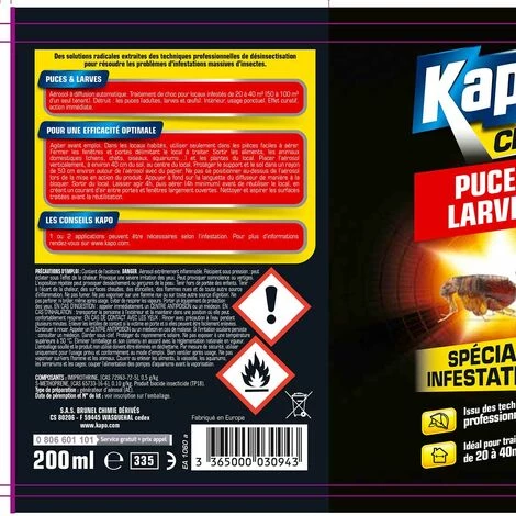Aérosol à Diffusion Continue Spécial Puces Et Larves 200ml KAPO 4 Aérosol à Diffusion Continue Spécial Puces Et Larves 200ml KAPO – Image 2