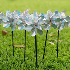 ASUPERMALL 8Pcs Oiseau Repulsif Roulades Sparkly Holographic Pin Roue Spinners Effaroucher Les Oiseaux Et Ravageurs -Outil d'entretien du jardin Soldes 27819153 5