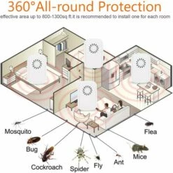 BRIDAY Lot De 4 Répulsifs à Ultrasons Anti-moustiques à Ultrasons Répulsifs Pour Reptiles Insectes électrique, Ultrasons Pour Insectes D'intérieur, Anti-moustiques, Cafards, Puces -Outil d'entretien du jardin Soldes 28491919 5