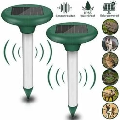 BRIDAY Lot De 2 Répulsifs Solaires Anti-taupes - Répulsif Solaire à Ultrasons - Protection IP56 - Pour Le Jardin.