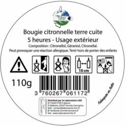 TERRA NOSTRA Bougie Anti Moustique Citronnelle Terre Cuite X3 - Alu -Outil d'entretien du jardin Soldes 30938588 4