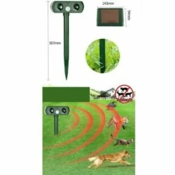 Triomphe Répulsif Pour Animaux à Ultrasons Solaire D'extérieur Répulsif Chat Ultrason, Répulsif Animaux Alarme Sonore Et Visuelle, Charge De Solaire Ou De Batterie, Répulsif Étanche Avec 3 Fréquence Réglables Pour Chats, Chiens, Etc. -Outil d'entretien du jardin Soldes 32110130 4