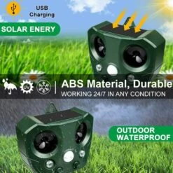 LITZEE Répulsif Chat Ultrason,Répulsif Chat Exterieur - Solaire Répulsif Anti Chats Imperméable Et Fréquence Réglable - Avec Alarme Et Lumières Clignotantes Pour Repousser Animaux Nuisibles -Outil d'entretien du jardin Soldes 32528889 3