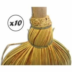 KIBROS Grand Balai Traditionnel Avec Matériaux Naturels Et Paille De Riz - Lot De 10 - Paille De Riz écoresponsable -Outil d'entretien du jardin Soldes 34301634 3