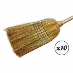 KIBROS Grand Balai Traditionnel Avec Matériaux Naturels Et Paille De Riz - Lot De 10 - Paille De Riz écoresponsable -Outil d'entretien du jardin Soldes 34301634 5