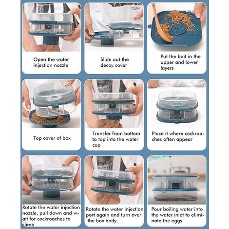 ECHOO Piège à Cafards Non Toxique Réutilisable Appât Anti-cafards Pour La Cuisine Et Les Toilettes (Bleu Double) 7 ECHOO Piège à Cafards Non Toxique Réutilisable Appât Anti-cafards Pour La Cuisine Et Les Toilettes (Bleu Double) – Image 5