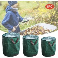 AIDUCHO Sacs à Déchets De Jardin, Grande Capacité Avec Couvercle Et Poignées, Sacs Poubelles Pliables Et étanches, 3 Tailles : 120 L/272 L/300 L (taille : 120 L) -Outil d'entretien du jardin Soldes 39670036 4