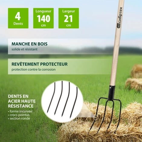 SIBRTECH - Fourche 4 Dents - 185 X 270 Mm - Manche En Bois 4 SIBRTECH - Fourche 4 Dents - 185 X 270 Mm - Manche En Bois – Image 2