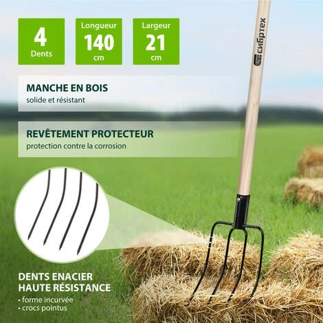 SIBRTECH - Fourche 4 Dents - 185 X 270 Mm - Manche En Bois 5 SIBRTECH - Fourche 4 Dents - 185 X 270 Mm - Manche En Bois – Image 3