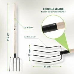 SIBRTECH - Fourche 4 Dents - 185 X 270 Mm - Manche En Bois 11 SIBRTECH - Fourche 4 Dents - 185 X 270 Mm - Manche En Bois -Outil d'entretien du jardin Soldes 41686256 5