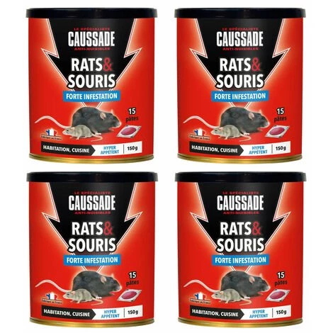 MULTITANKS Lot De 4 Boites De Raticide Rats & Souris - Pat'Appât Forte Infestation 150gs , Boite De 15 X 10grs 3 MULTITANKS Lot De 4 Boites De Raticide Rats & Souris - Pat'Appât Forte Infestation 150gs , Boite De 15 X 10grs