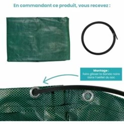 SKY LANTERN Lot 3 Sac Jardinage 272L Avec Poignées - Sac Jardinage Dechets Imperméable - Sacs à Déchets De Jardin Pliables, Résistants Pour Déchets Végétaux - Vert -Outil d'entretien du jardin Soldes 47379624 3