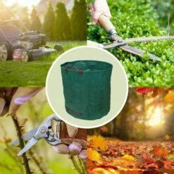 SKY LANTERN Lot 3 Sac Jardinage 272L Avec Poignées - Sac Jardinage Dechets Imperméable - Sacs à Déchets De Jardin Pliables, Résistants Pour Déchets Végétaux - Vert -Outil d'entretien du jardin Soldes 47379624 4