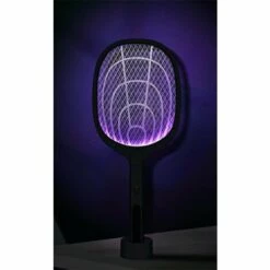 KARTOKNER Batterie Au Lithium De Protection En Maille Raquette Anti Moustique Electrique Rechargeable LED Tapetteà Mouches USB Rechargeable Tue Mouche Electrique Répulsifs À Mouches (vert) -Outil d'entretien du jardin Soldes 49344473 3