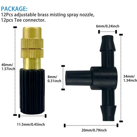 Buses De Pulvérisation Réglables En Laiton Avec Connecteurs En T Pour Système D'irrigation, Pulvérisateur D'arrosage Goutte à Goutte, Tuyau D'arrosage 4/7 Pour Arroser Le Jardin, Balcon,Lot De 12,Starlight 4 Buses De Pulvérisation Réglables En Laiton Avec Connecteurs En T Pour Système D'irrigation, Pulvérisateur D'arrosage Goutte à Goutte, Tuyau D'arrosage 4/7 Pour Arroser Le Jardin, Balcon,Lot De 12,Starlight – Image 2