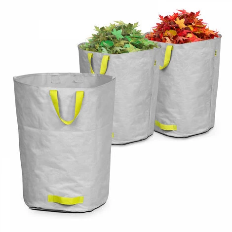 LESTO Lot De 3 Sacs à Déchets De Jardin 160l Polyester Gris 3 LESTO Lot De 3 Sacs à Déchets De Jardin 160l Polyester Gris