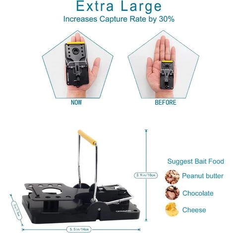 Fei Yu Grands Tapetteà Rat XXL De Capture Élevé, 2 Pièces Tapetteà Souris De Taille XXL Réutilisables, Piege A Rat Sensible Pour Intérieur Cuisine Extérieur Jardin 5 Fei Yu Grands Tapetteà Rat XXL De Capture Élevé, 2 Pièces Tapetteà Souris De Taille XXL Réutilisables, Piege A Rat Sensible Pour Intérieur Cuisine Extérieur Jardin – Image 3