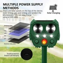 KARTOKNER Répulsif Chat Exterieur à Ultrason, Répulsif Animaux Solaire Pour Chats, Chiens, Renards,Oiseaux -Outil d'entretien du jardin Soldes 52456739 4