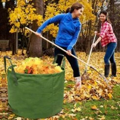 SUPERMARKET Sac De Jardinage 125L Extra-Robuste Avec Poignées, Sac De Ramassage Feuilles Verte Avec Toile Militaire (H45.7 Cm, D55.8 Cm)，Superma -Outil d'entretien du jardin Soldes 52489211 2