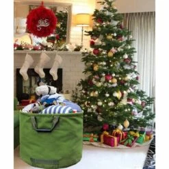 SUPERMARKET Sac De Jardinage 125L Extra-Robuste Avec Poignées, Sac De Ramassage Feuilles Verte Avec Toile Militaire (H45.7 Cm, D55.8 Cm)，Superma -Outil d'entretien du jardin Soldes 52489211 3