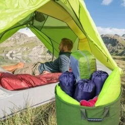 SUPERMARKET Sac De Jardinage 125L Extra-Robuste Avec Poignées, Sac De Ramassage Feuilles Verte Avec Toile Militaire (H45.7 Cm, D55.8 Cm)，Superma -Outil d'entretien du jardin Soldes 52489211 4