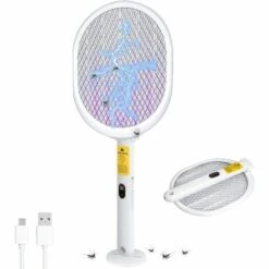 BENOBBY KIDS 4000V Raquette Anti Moustique Electrique Insectes Rechargeable Pliable Tapette à Mouche,3 Couches Protection En Maille,Tue Mouche Electrique Répulsifs À Mouches/Guêpes/Insectes