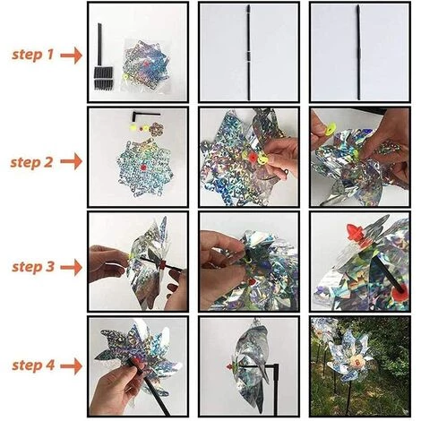 Effaroucheur Oiseaux Decoration Jardin Pic Anti Pigeon Dissuasion Anti-Oiseaux Réfléchissant Pour Moulin à Vent Réfléchissant Pour Protéger Le Jardin, Verger Et Cour Intérieure (Lot De 4),Irisfr 5 Effaroucheur Oiseaux Decoration Jardin Pic Anti Pigeon Dissuasion Anti-Oiseaux Réfléchissant Pour Moulin à Vent Réfléchissant Pour Protéger Le Jardin, Verger Et Cour Intérieure (Lot De 4),Irisfr – Image 3