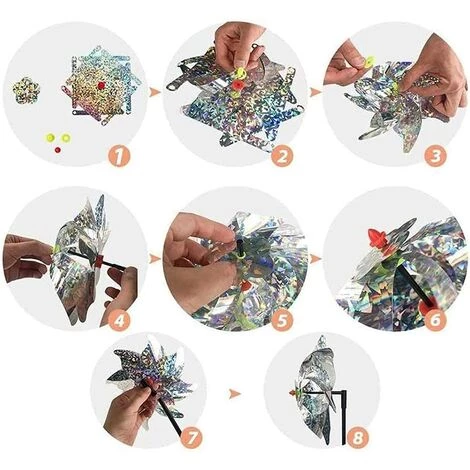Effaroucheur Oiseaux Decoration Jardin Pic Anti Pigeon Dissuasion Anti-Oiseaux Réfléchissant Pour Moulin à Vent Réfléchissant Pour Protéger Le Jardin, Verger Et Cour Intérieure (Lot De 4),Irisfr 6 Effaroucheur Oiseaux Decoration Jardin Pic Anti Pigeon Dissuasion Anti-Oiseaux Réfléchissant Pour Moulin à Vent Réfléchissant Pour Protéger Le Jardin, Verger Et Cour Intérieure (Lot De 4),Irisfr – Image 4