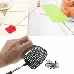 TANABATA Lot De 5 Tapettes à Mouches Télescopiques Portables En Acier Inoxydable 201 Et Plastique Pour éviter Les Moustiques Nuisibles 26–73 Cm Avec Poignée Durable -Outil d'entretien du jardin Soldes 55082524 4
