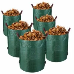 VINGO 6X Sac De Jardin Gazon Récipient Sac à Feuilles XXL Sac Pour Déchets Verts 272L Poubelle - Vert