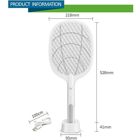 Raquette Anti Moustique,Betterlife 2 En 1 3000V USB Rechargeable Tapette à Mouches Electrique, Avec Base De Chargement, Protection De Maille 3 Couches, Pour IntéRieur Et ExtéRieur 4 Raquette Anti Moustique,Betterlife 2 En 1 3000V USB Rechargeable Tapette à Mouches Electrique, Avec Base De Chargement, Protection De Maille 3 Couches, Pour IntéRieur Et ExtéRieur – Image 2